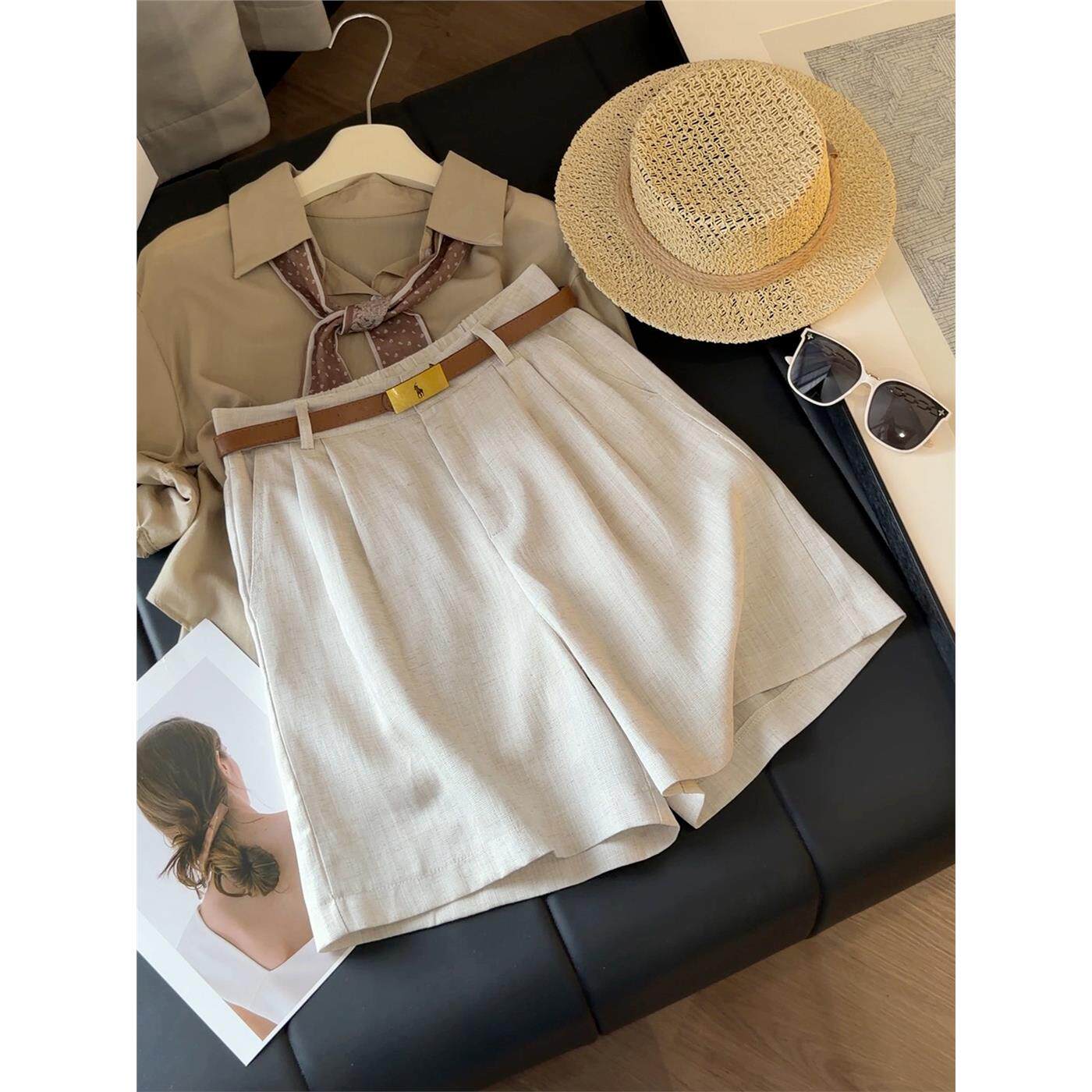 冰丝棉麻五分裤女夏季202