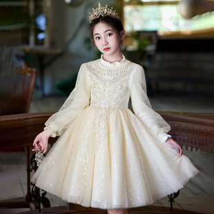 女童连衣裙秋冬款2025新款洋气轻奢小众小女孩生日蓬蓬纱高端礼服