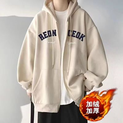 重磅美式潮牌连帽开衫新款卫衣男士春秋拉链宽松百搭夹克痞帅外套