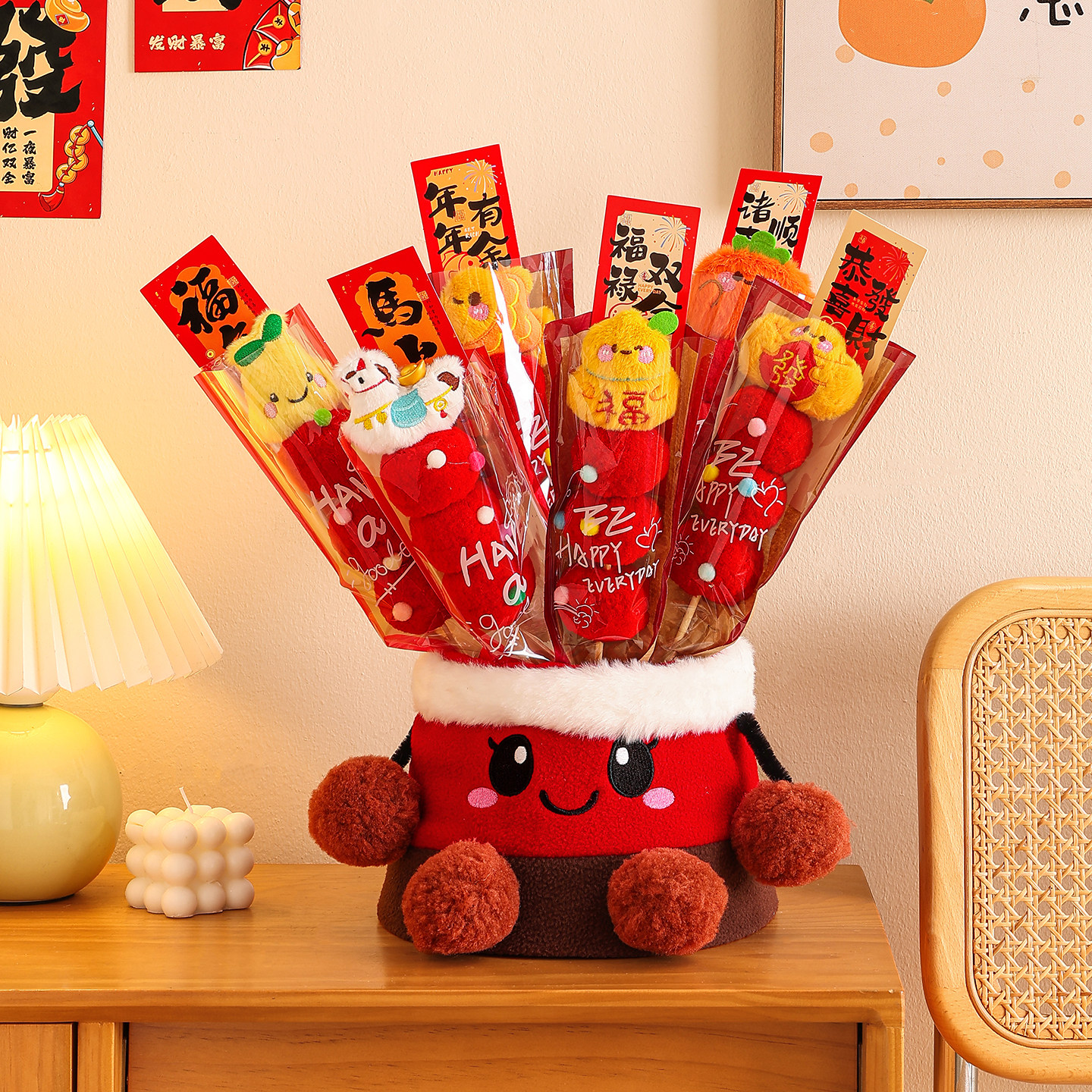 可爱毛绒糖葫芦摆件客厅桌面新年装饰品拍照道具春节氛围布置礼物,家居饰品,装饰摆件,淘宝优惠券,粉丝福利购,淘宝优惠卷