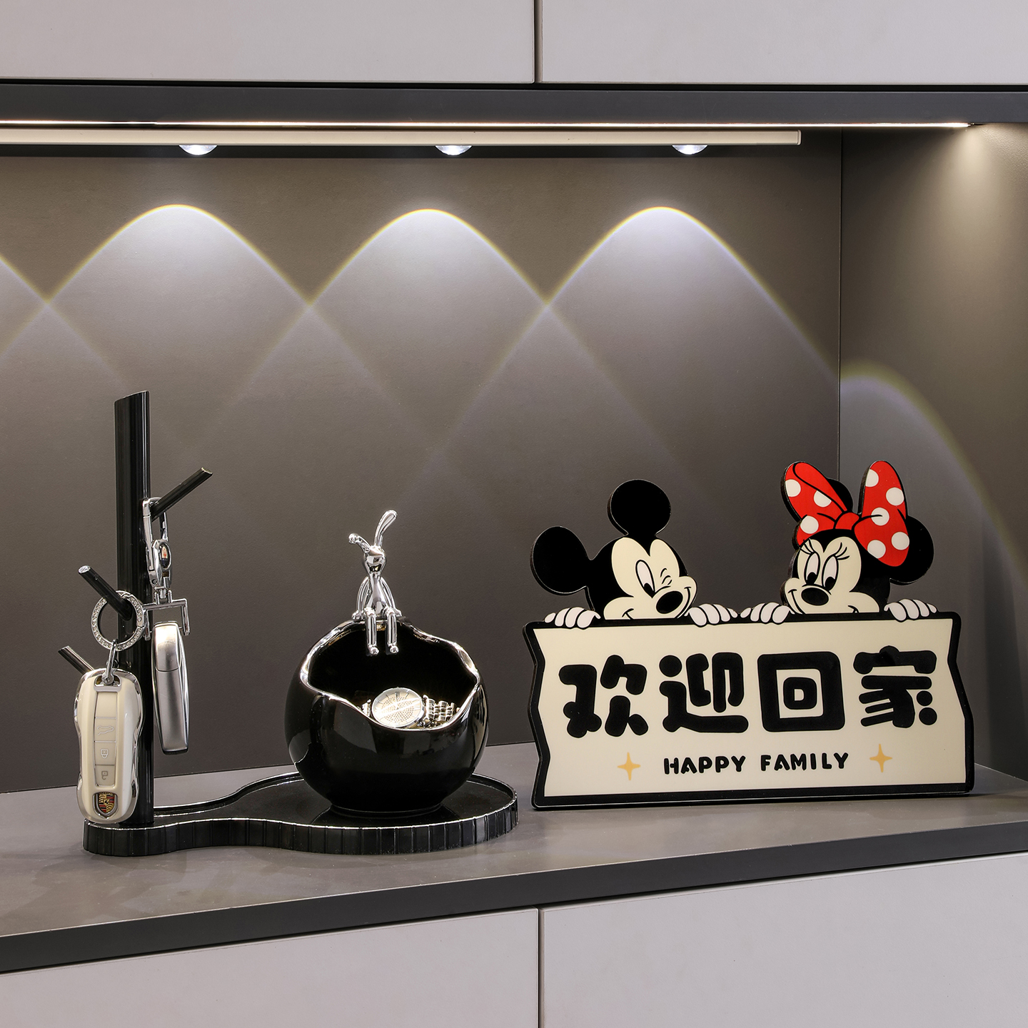 欢迎回家钥匙收纳玄关摆件轻奢