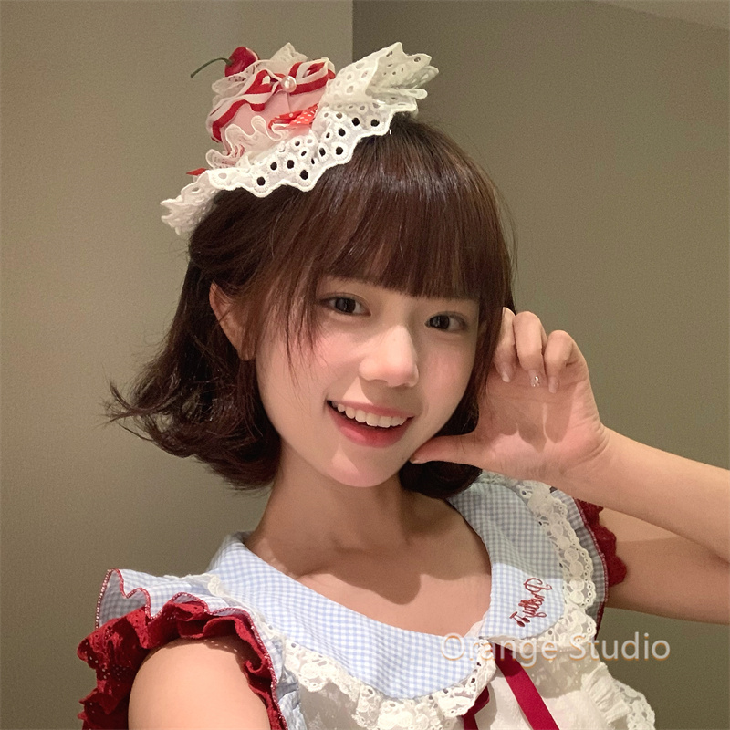 少女感草莓蛋糕生日帽发夹