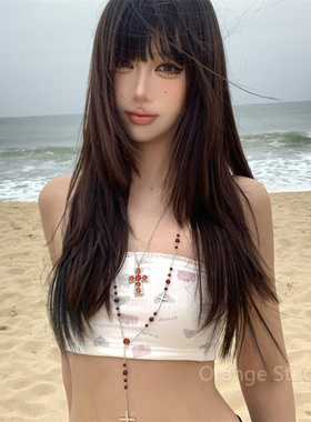 哥特辣妹风红色十字架串珠项链