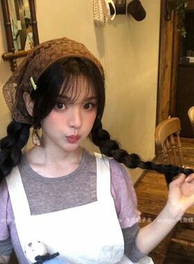杨超越同款棕色刺绣头巾