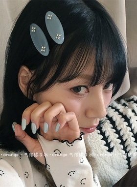 日系古着感蓝色醋酸小花发夹