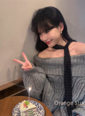 韩系复古黑色波点丝巾女法式春夏高级感围巾小众文艺长条领巾围脖