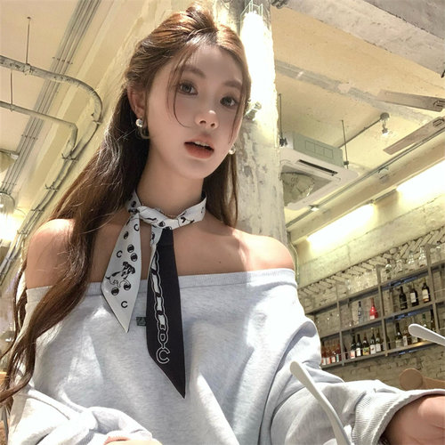 韩系ins风黑白小狗丝巾