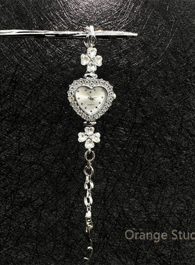 Vintage古着镶钻四叶草爱心表盘