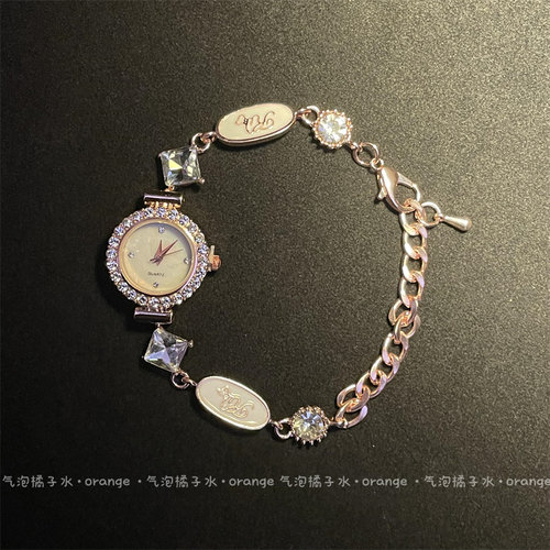 vintage中古圆盘锆石手链