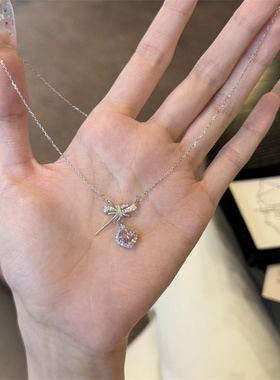 甜心小方糖锆石蝴蝶结项链