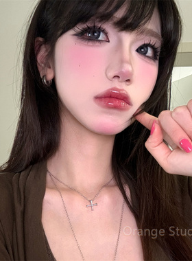 银色双层十字架叠戴项链