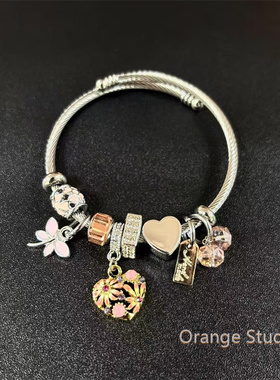 vintage古着感潘多拉爱心手镯