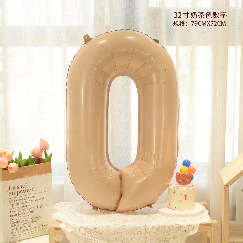 1岁气球ins焦糖色奶油色数字纯色宝宝生日场景布置氛围派对百天拍