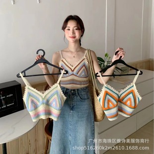 设计感小众外穿宽松短款 钩花镂空别致小吊带背心女夏季 辣妹上衣潮