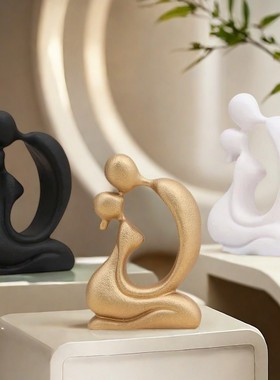 北欧艺术in风3色对吻情侣树脂工艺品装饰摆件家居卧室