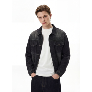 MORITAKE黑灰水洗做旧牛仔外套男春季高级感痞帅oversize夹克