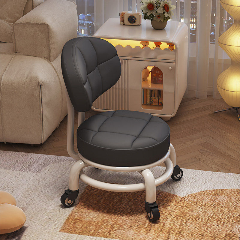 【香港澳门包邮】矮凳结实耐用带轮子的板凳滚轮靠背椅子滑轮移动