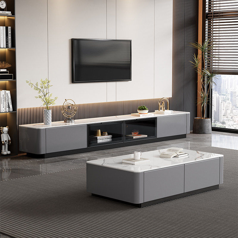 【香港澳门包邮】轻奢岩板电视柜茶几组合客厅家用小户型实木落地,住宅家具,电视柜,淘宝优惠券,粉丝福利购,淘宝优惠卷