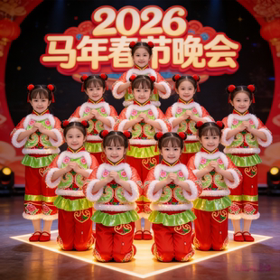 元旦儿童喜庆小梦娃演出服冰糖葫芦红灯笼秧歌服中国风开门红服装