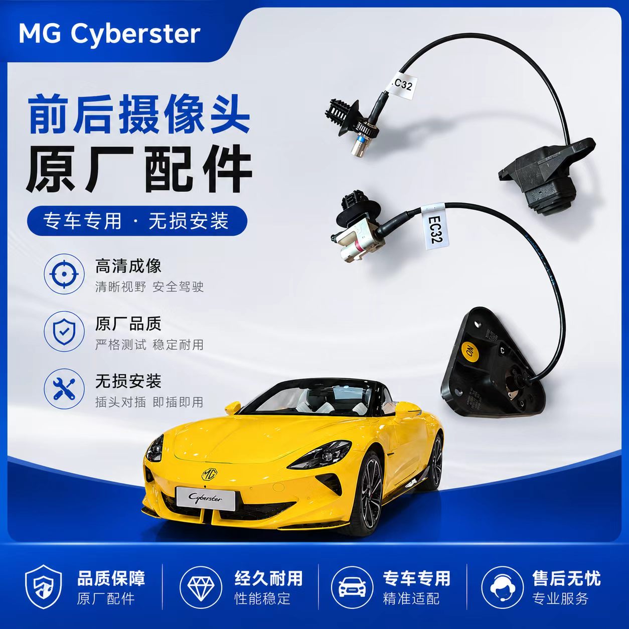 适配MG Cyberster前摄像头后摄像头前视影像跑车名爵Cyberster