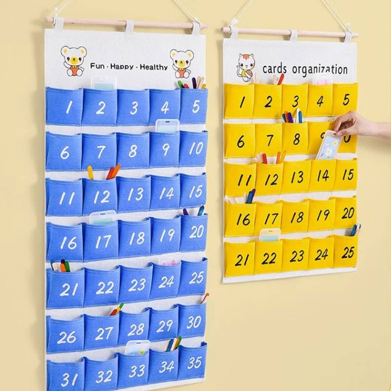 幼儿园晨检袋挂墙杂物手机收纳袋