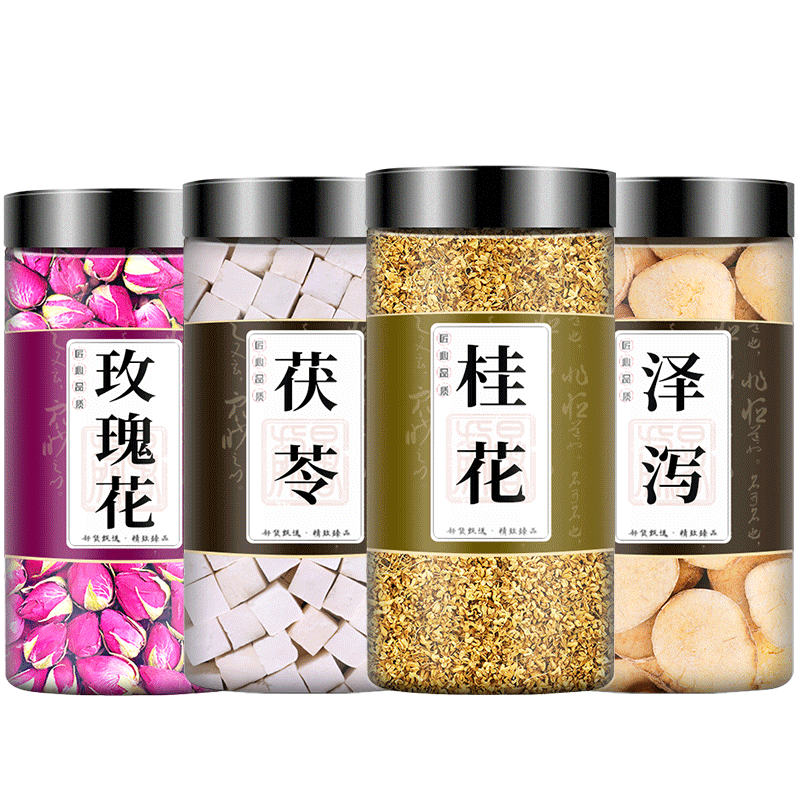 桂花茯苓泽泻玫瑰花中药材组合