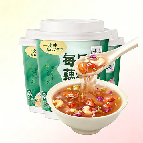 李子柒每日藕粉杯状懒人早餐坚果