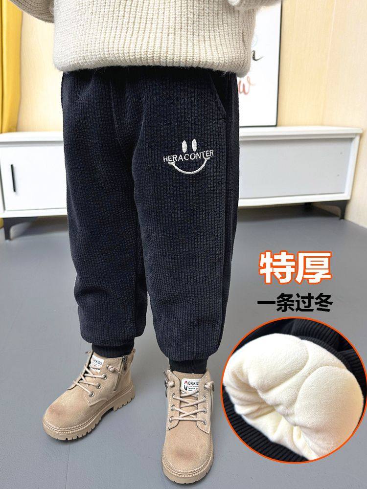 儿童棉裤男童一条过冬灯芯绒加绒加厚冬季外穿三层特厚东北男宝宝