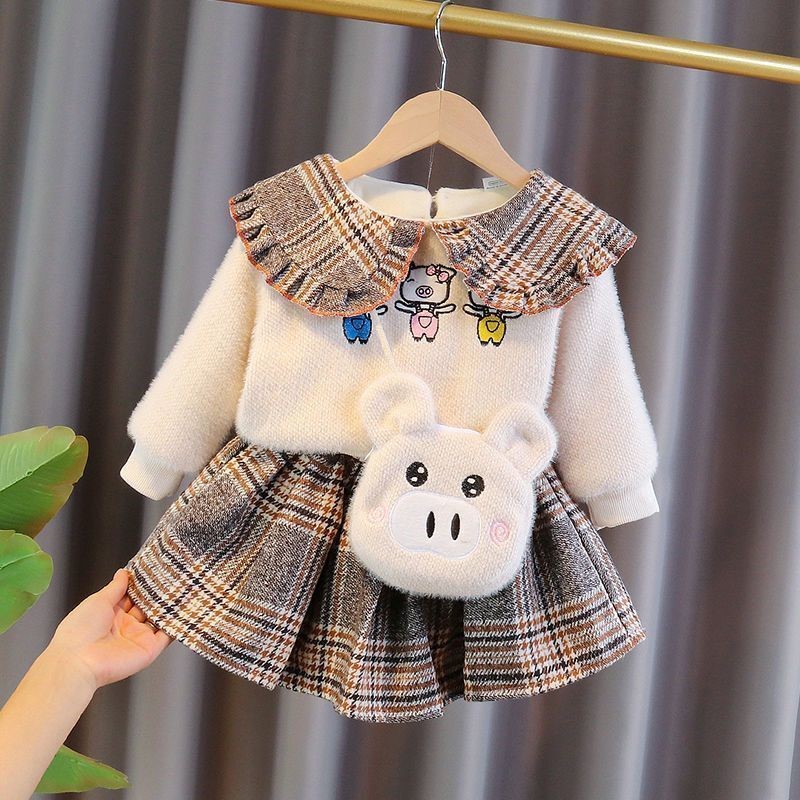 女童连衣裙秋冬加绒洋气