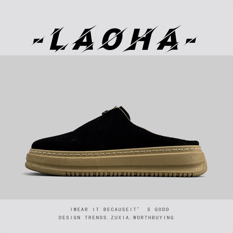 外贸男鞋夏季外穿防滑厚底包头半拖鞋男士一脚蹬懒人鞋沙滩凉拖鞋