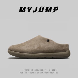 外贸复古穆勒勃肯鞋男女同款外穿百搭一脚蹬绒面包头拖鞋大码47码