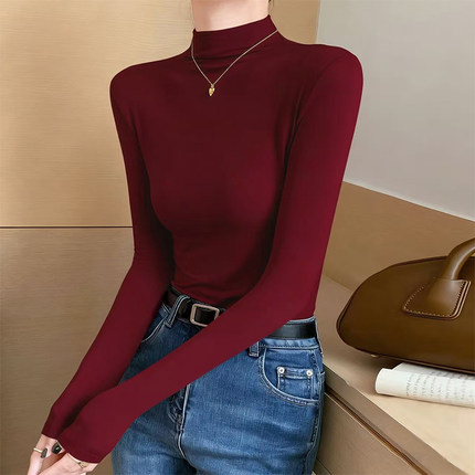 春季洋气内搭打底衫女2026早新款薄款长袖t恤半高领上衣0104z
