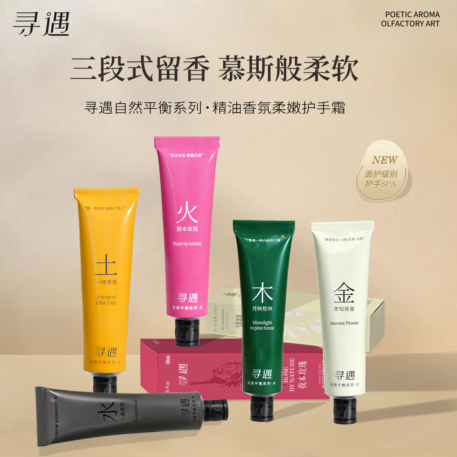 寻遇 自然平衡系列精油香氛柔嫩护手霜滋润保湿舒缓抗皱紧致留香
