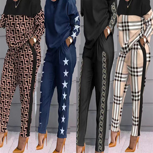 2023 Summer ladies tops long pants 2 pieces set women suit