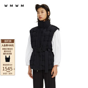 复古无袖 休闲高级流行高领保暖易搭配编织时尚 鹅绒马甲女 WMWM