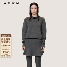 【WMWM】牦牛绒蝴蝶结装饰长袖针织上衣2025秋冬新款女装针织衫