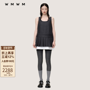 【SALE】【WMWM】背包式结构拼接百褶背心裙休闲秋冬时髦女装裙子