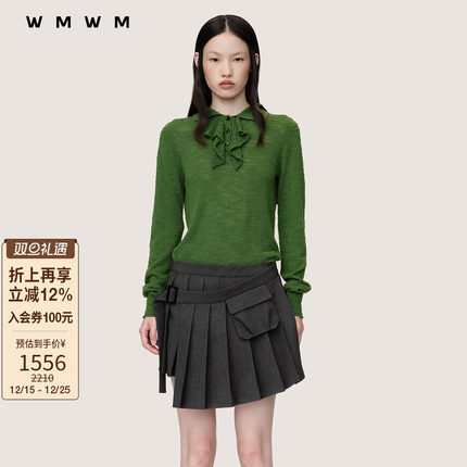 【SALE】【WMWM】2025秋冬新款拉夫领装饰长袖POLO针织衫高级时尚