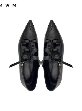 【WMWM】秋冬高级流行休闲设计感气质优雅时尚蝴蝶结尖头平底鞋