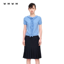 【WMWM】2024新款气质搭配设计感边饰泡泡短袖针织衫开衫女