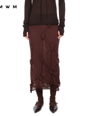 【WMWM】女装洋气气质高级流行搭配设计感时尚波点抽摺针织半身裙