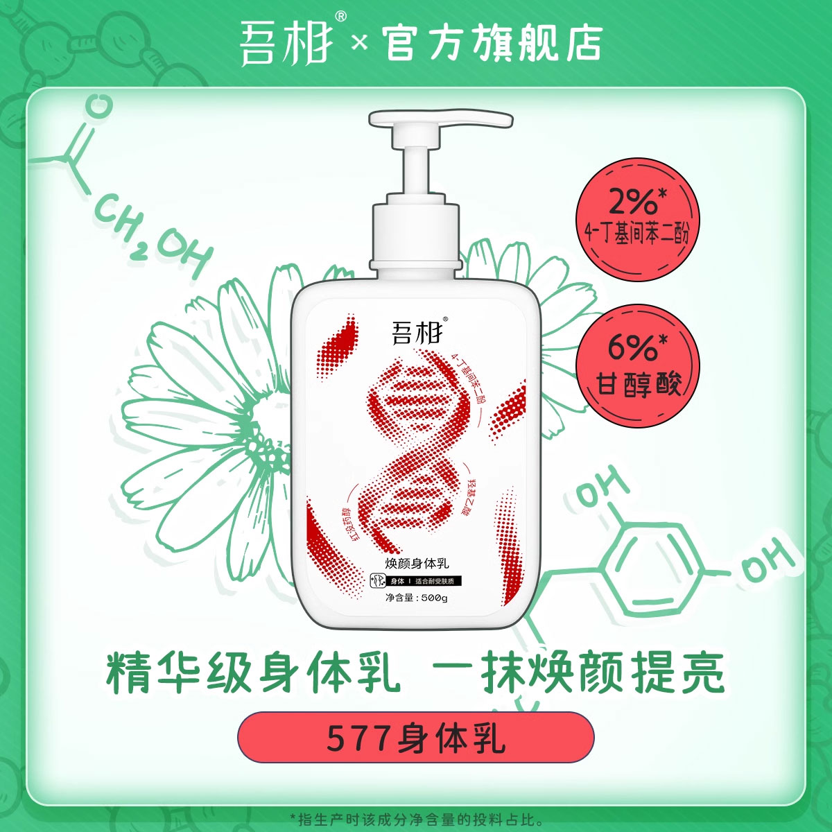 吾相577果酸身体乳一抹提亮肤色