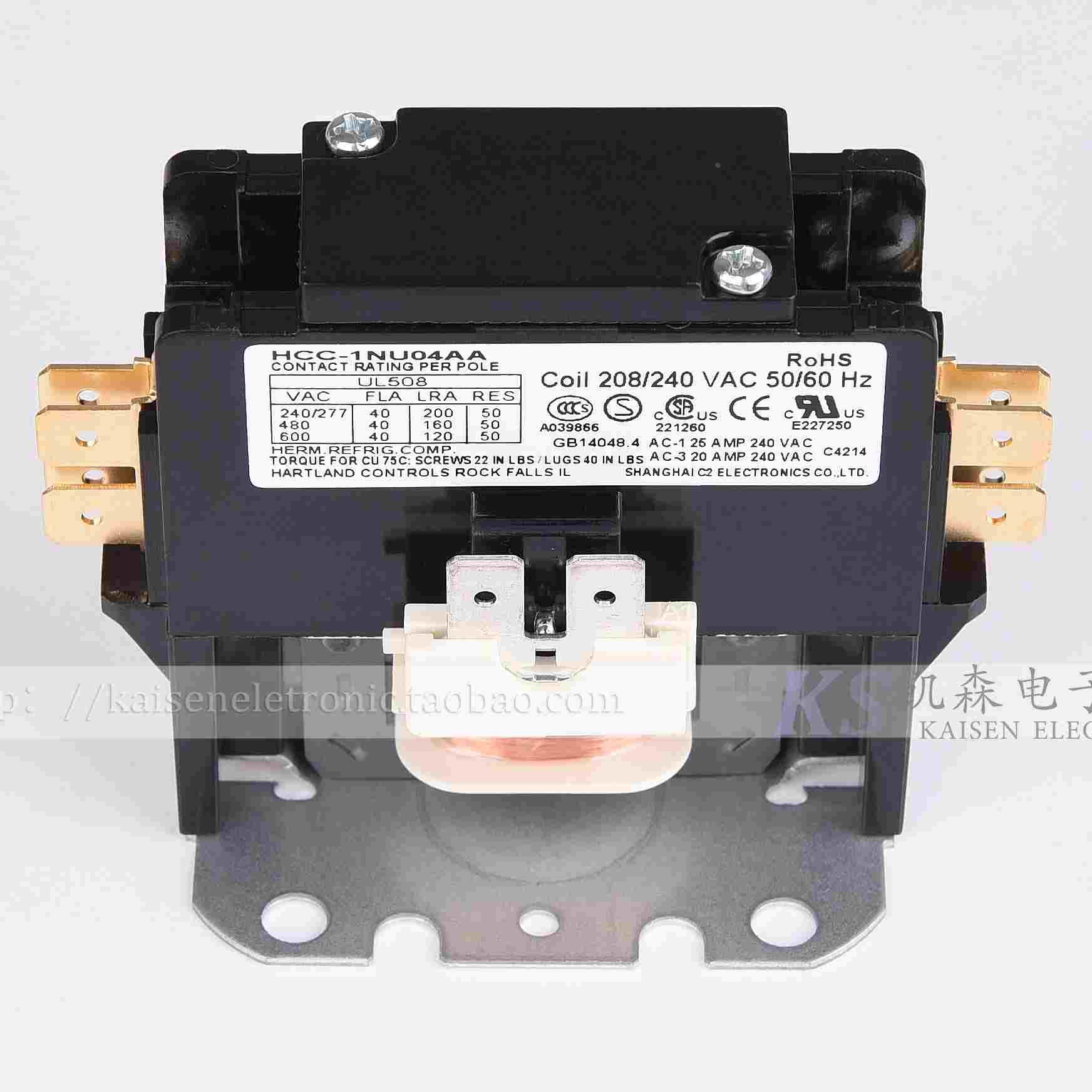 220V 40A高负载 单相 HCC-1NU04AA Hartland Controls 交流接触器