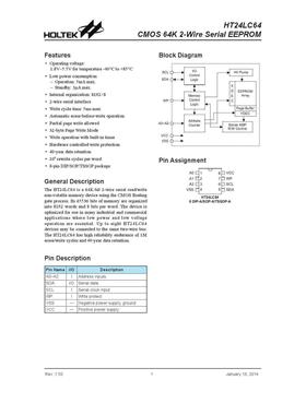 HT24LC64 全新原装HOLTEK合泰 EEPROM存储器IC芯片SOP8 64-Kbit