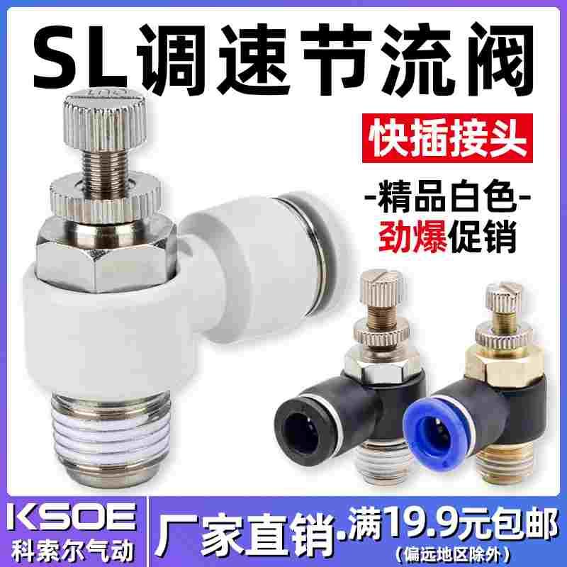 快速接头SL4-M5单向节流阀 气动 可调SL6-01调速阀SL8-02代替SMC