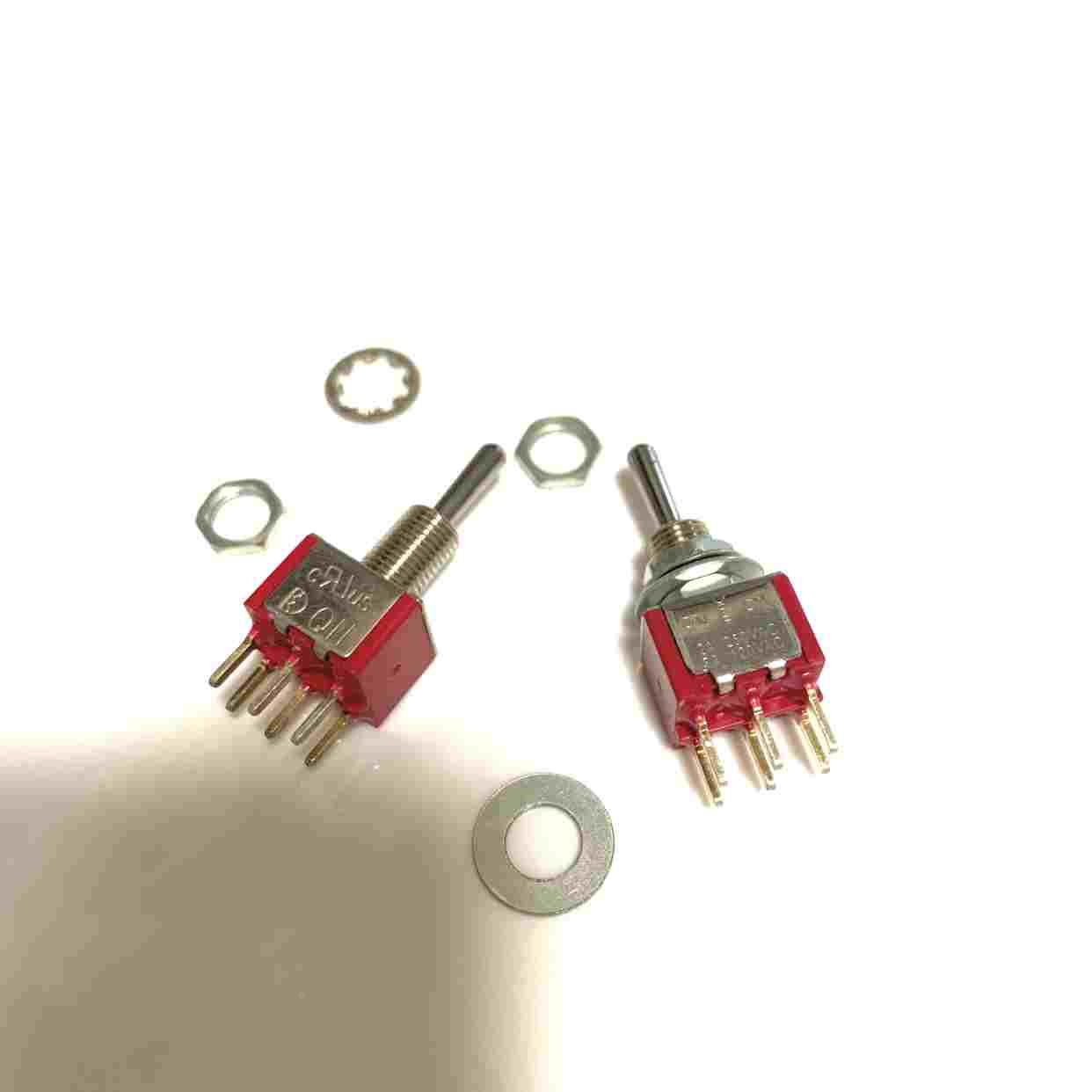 德利威Q11钮子开关 6脚3档 摇头摇臂拨动开关 开孔6mm针脚 带螺母