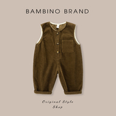 男童女婴儿洋气灯芯绒连体裤 宝宝背带裤 秋冬季 纯棉休闲长裤 春秋款