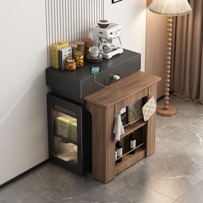 现代简约窄岛台餐桌一体家用可伸缩饭厅小户型一体桌高级迷你饭桌