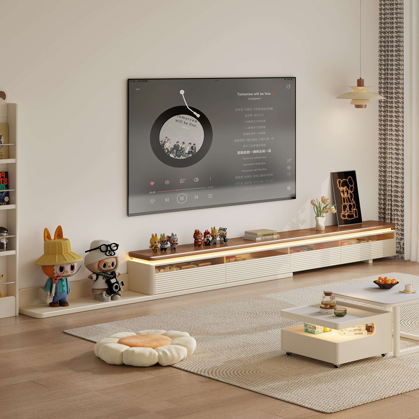 法式实木落地电视柜家用客厅可伸缩电视机柜中古风小户型地柜矮柜