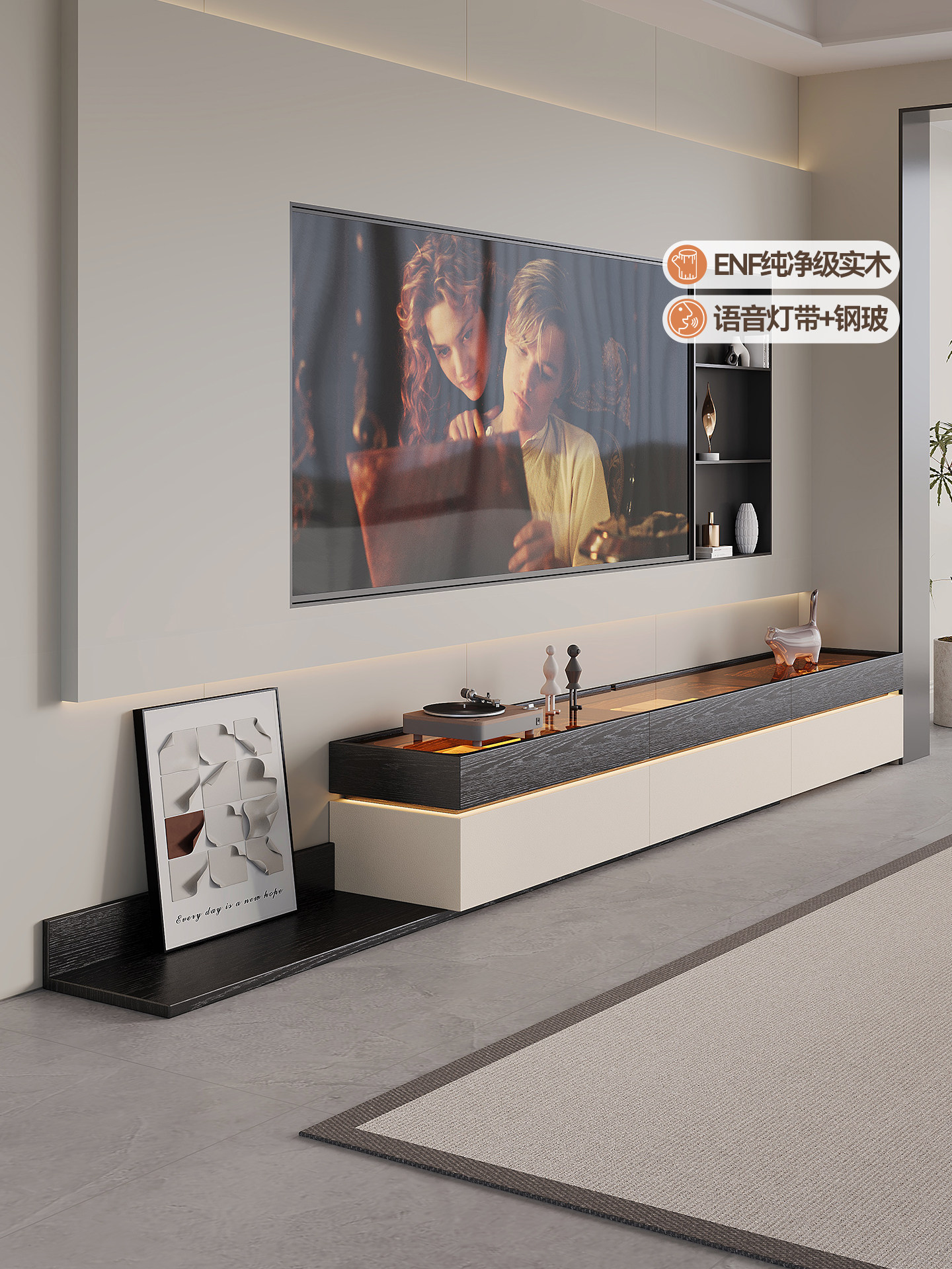 意式极简电视柜伸缩地柜矮柜2025年新款高端客厅柜落地家用小户型